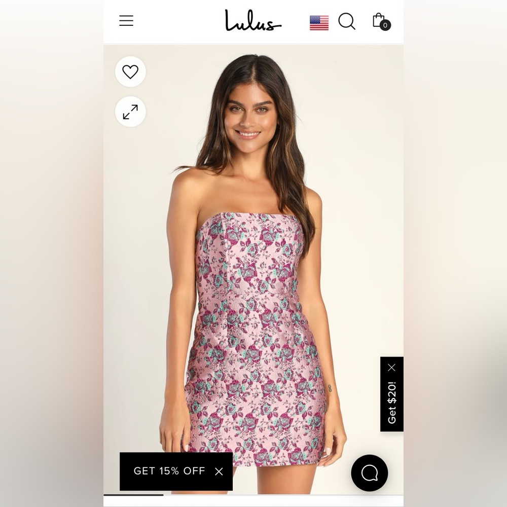 Lulus Love Vividly Pink Floral Jacquard Strapless Mini Dress